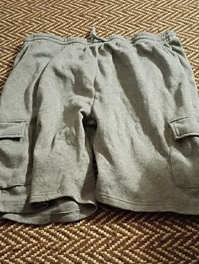 Men's Gray Cargo Shorts with Elastic Waist